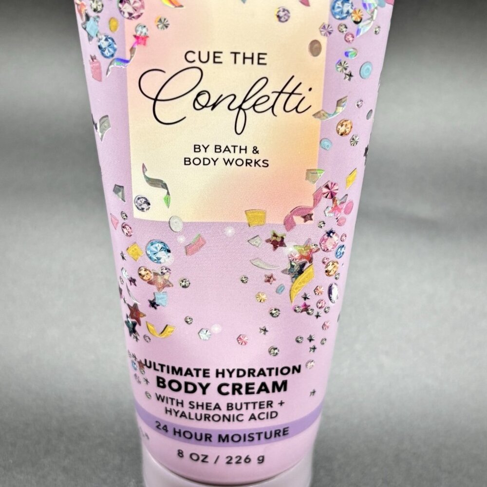Bath & Body Works Cue The Confetti Ultimate Hydration Body Cream 8 oz New Years - Picture 2 of 11